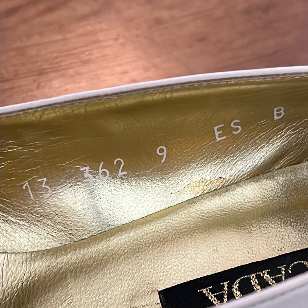 Escada White and Gold Flats with Geometric Embellishments - Picture 10 of 15